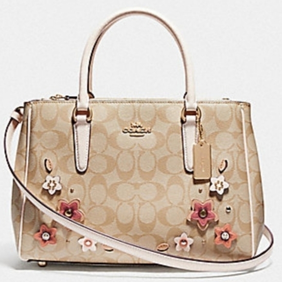 NWOT- Coach Surrey Carryall in Signature Canvas w/Floral Appliques. F73669 - Picture 9 of 9